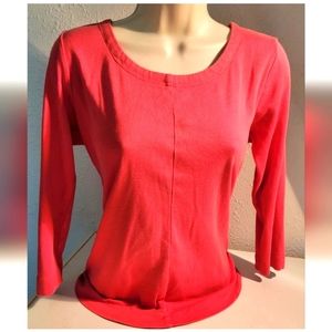 J Jill Seamed 3/4 Sleeve Perfect Pima Tee T-shirt Size small pink
